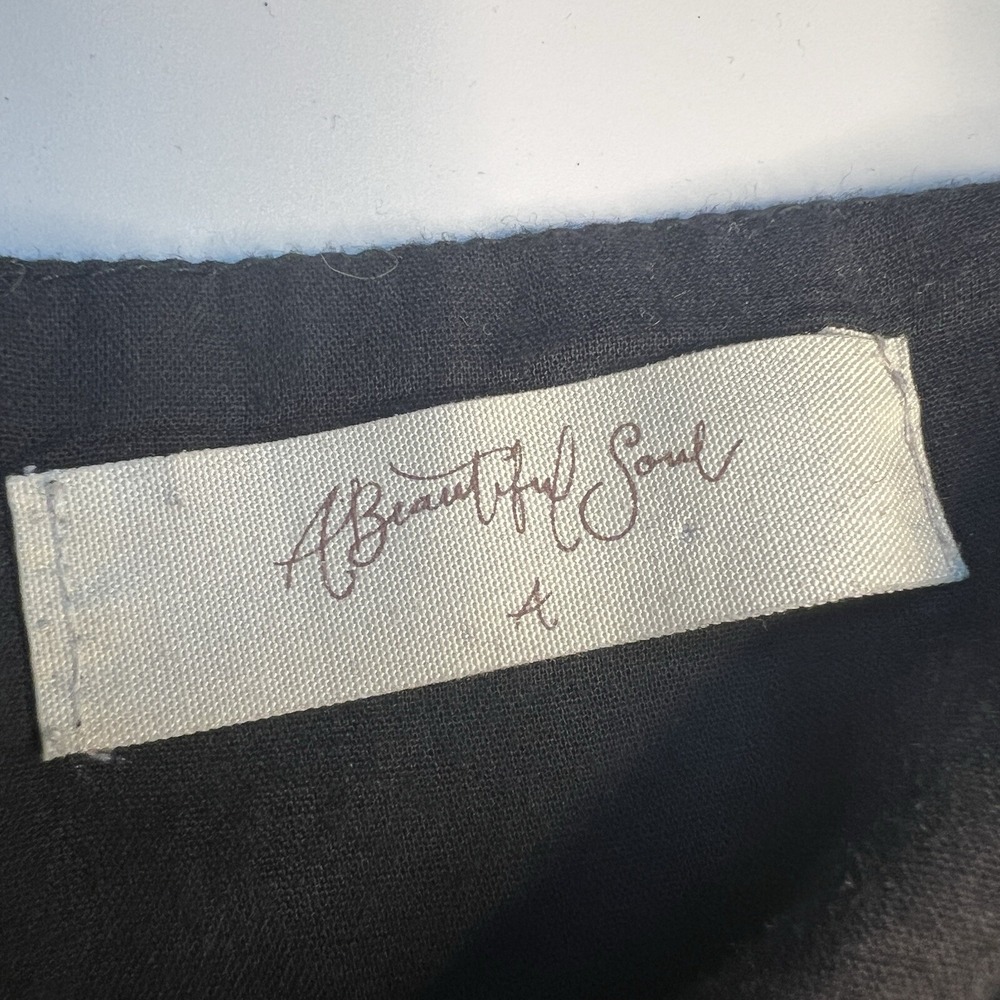 A Beautiful Soul Black Babydoll Maxi Dress Size A‎ Linen Cotton Belted Summer - Picture 4 of 10